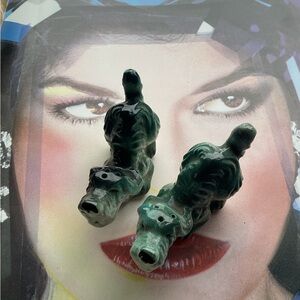 Vintage green dog shakers